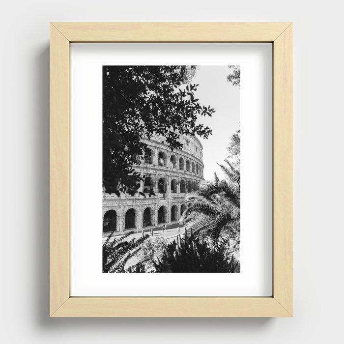 The Roman Colosseum in Black and White || Ancient Rome, Italy, Architecture, Travel Photography Recessed Framed Print