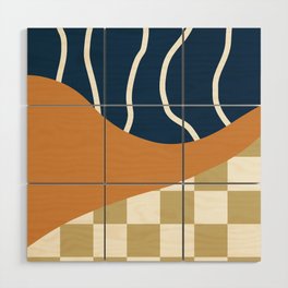 Checked simple line colorblock 8 Wood Wall Art