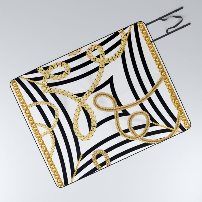 Scarf pattern. Scarf design chain and geometric. Bandana Picnic Blanket