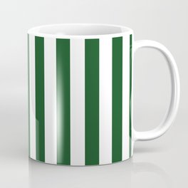 Large Forest Green and White Rustic Vertical Beach Stripes Coffee Mug