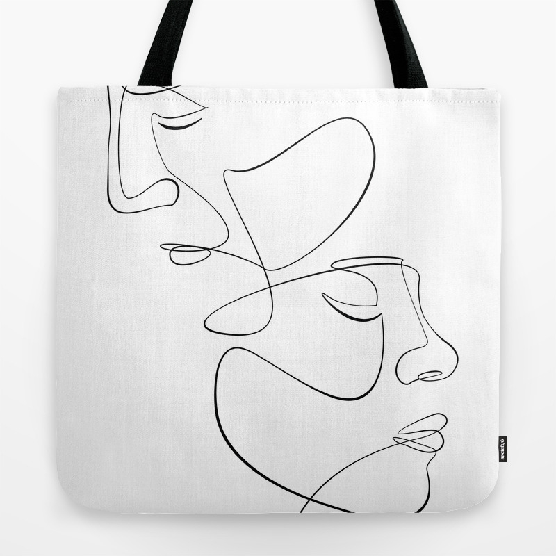 Abstract Face Couple Line Art Tote Bag By Infinitenoon Society6