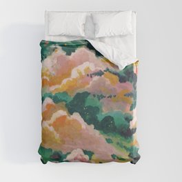 Yellow and Green Clouds Duvet Cover