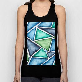 Large scale fragmentation. Watercolor triangles. Tank Top | Geometry, Pattern, Glass, Broken, Ice, Green, Painting, Watercolor, Blue, Paint 