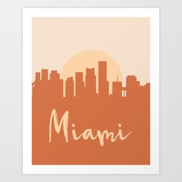 MIAMI FLORIDA CITY SUN SKYLINE EARTH TONES Art Print