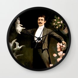 Vintage Rabbit Doves and Magician Wall Clock