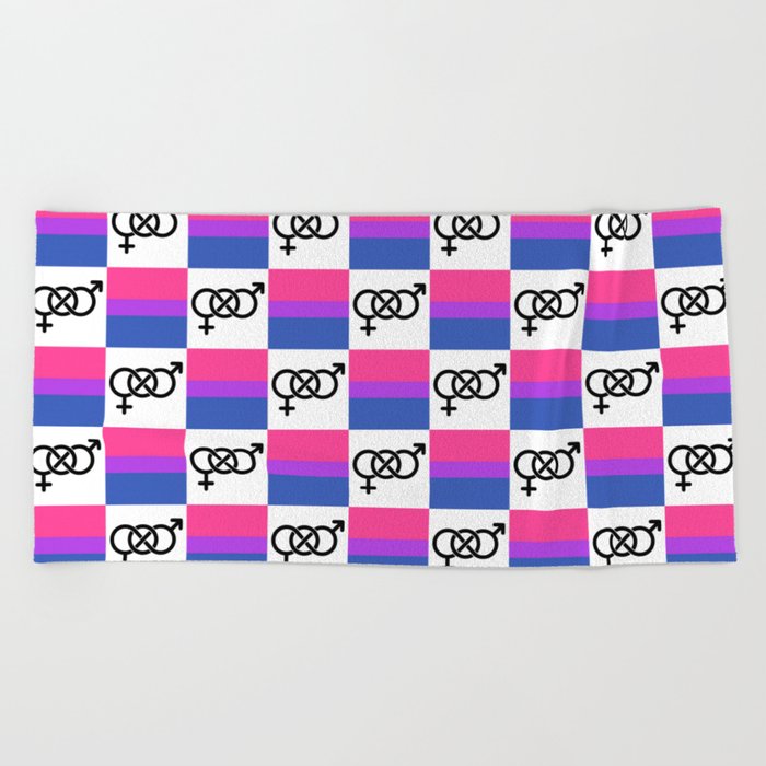 Bisexual Pride Flags And Bisexuality Symbols Pattern Beach Towel By Schpidauu Society6
