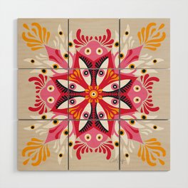 Trippy Mandala – Magenta & Peach Wood Wall Art