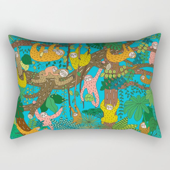 Happy Sloths Jungle Rectangular Pillow