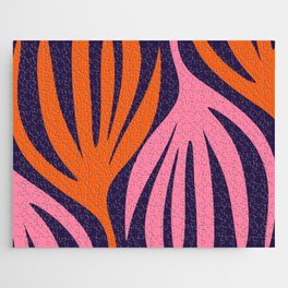 Maldives Abstract Botanical Pattern Blue Pink Orange Jigsaw Puzzle