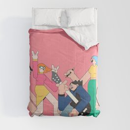 Youth Characters on Pink Comforter