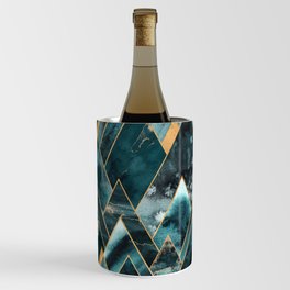Mountains of Teal - Bronze Geometric Midnight Black Wine Chiller