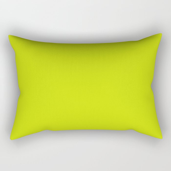 Bitter Lemon Yellow Green Solid Color Popular Hues Patternless Shades of Lime Collection Hex #cae00d Rectangular Pillow
