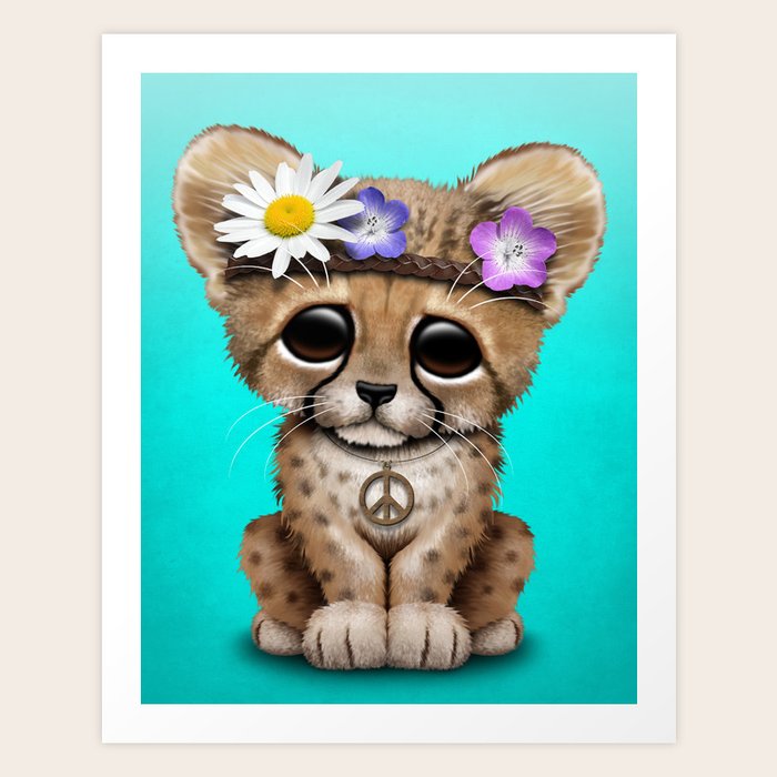 pix Cartoon Baby Cheetah Pictures cute baby cheetah hippie art print by jeffbartels
