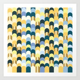 Gold with shades of blue and yellow Art Print