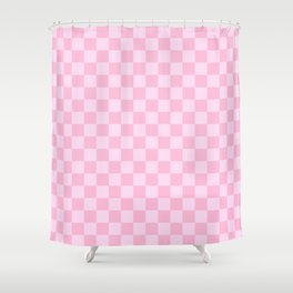 Pink Lace Pink and Cotton Candy Pink Checkerboard Shower Curtain