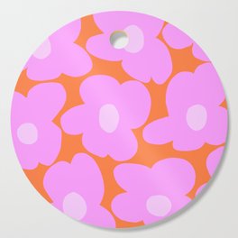 Pastel Pink Retro Flowers Orange Background #decor #society6 #buyart Cutting Board