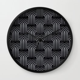 Dark Art Deco wallpaper. Geometric striped ornament. Digital Illustration Background. Wall Clock