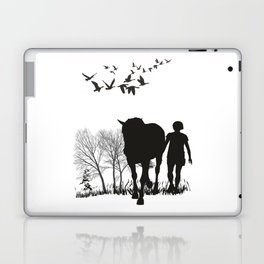 Woman on a nature trip with a horse Laptop Skin
