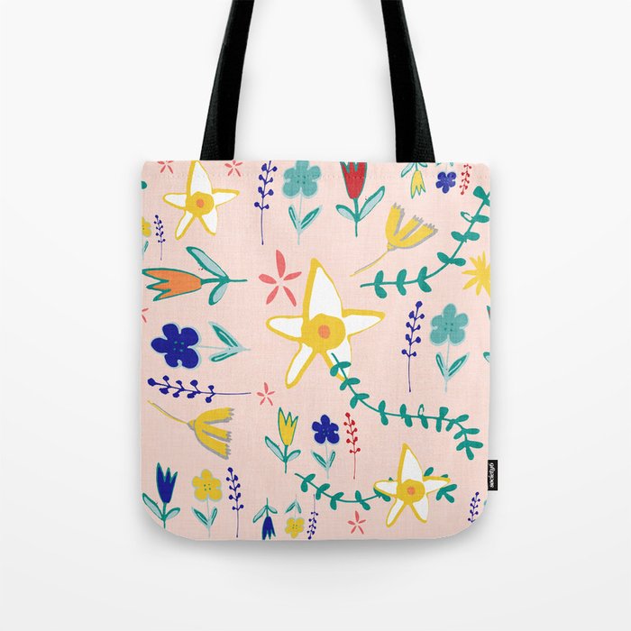 Floral The Tortoise and the Hare is one of Aesop Fables pink Tote Bag