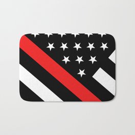 Firefighter: Black Flag & Red Line Bath Mat | Retired, Support, Black, American, Red, Stripe, America, Fighter, Dept, Pride 