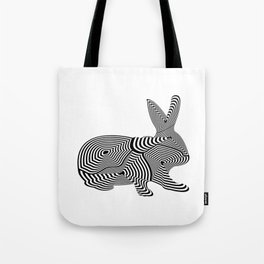 rabbit in abstract style with black and white lines Tote Bag