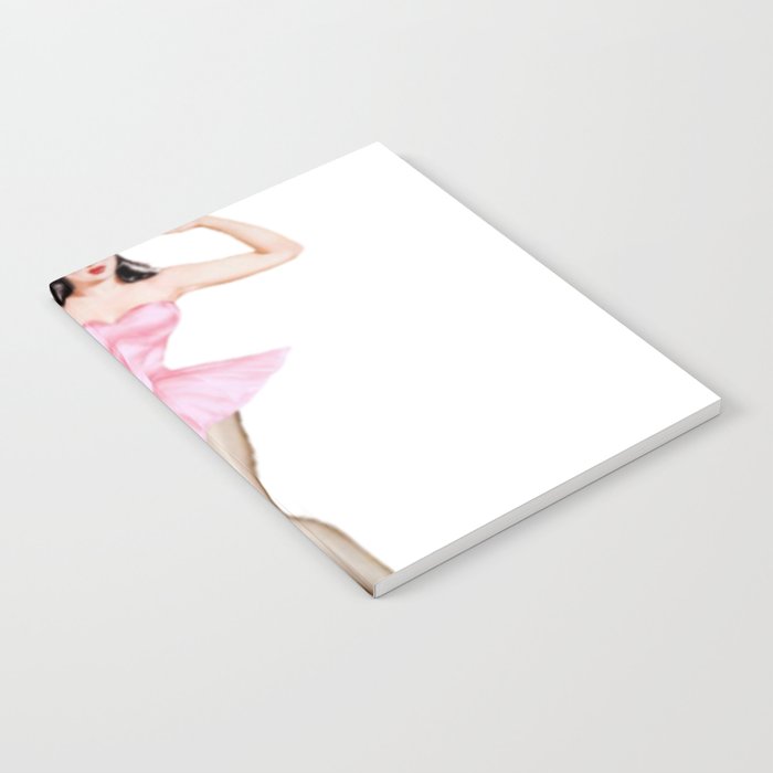 Sexy Brunette Dancer Pin Up With Pink Dress Notebook