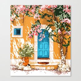 Oh The Places You Will Go | Spanish Bougainvillea Villa architecture Buildings | Boho Summer Travel Canvas Print