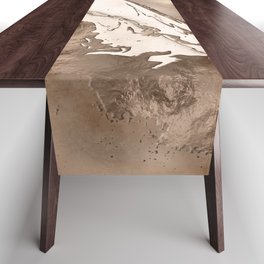 Taupe marble and gold abstract Table Runner