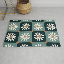 Checkered Daisies – Teal & Mint Area & Throw Rug