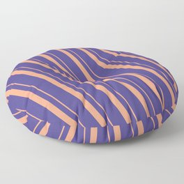 [ Thumbnail: Light Salmon and Dark Slate Blue Colored Lines/Stripes Pattern Floor Pillow ]