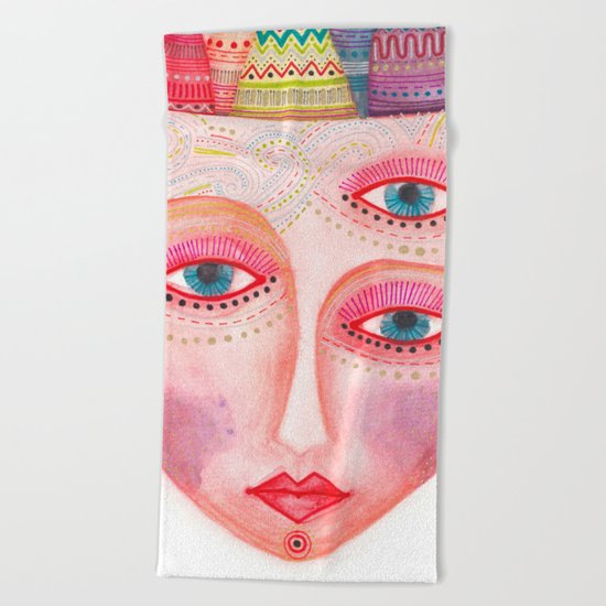 mask - girl with the most beautiful eyes Beach Towel
