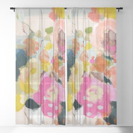 floral bouquet from above abstract art Sheer Curtain