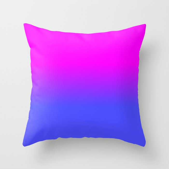 Neon Blue and Hot Pink Ombré Shade Color Fade Throw Pillow