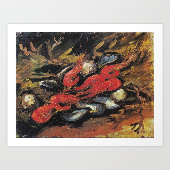 Vincent Van Gogh Still Life Mussels and Shrimps 1886 Art Print