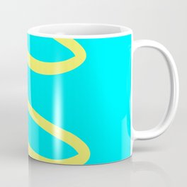 Big Yellow Squiggly Lines Abstract On Aqua Blue Coffee Mug