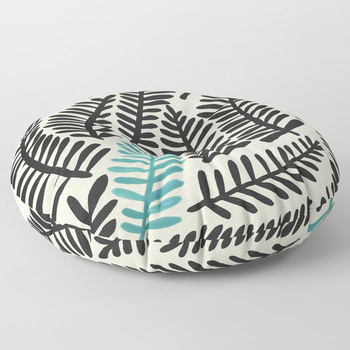 Black Fronds Floor Pillow