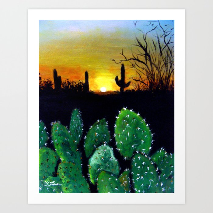 Landscape Painting Desert Sunset Art Print By Artscanyon Society6