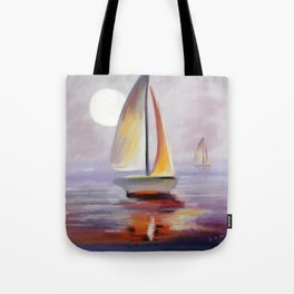 Out on a sail boat Tote Bag