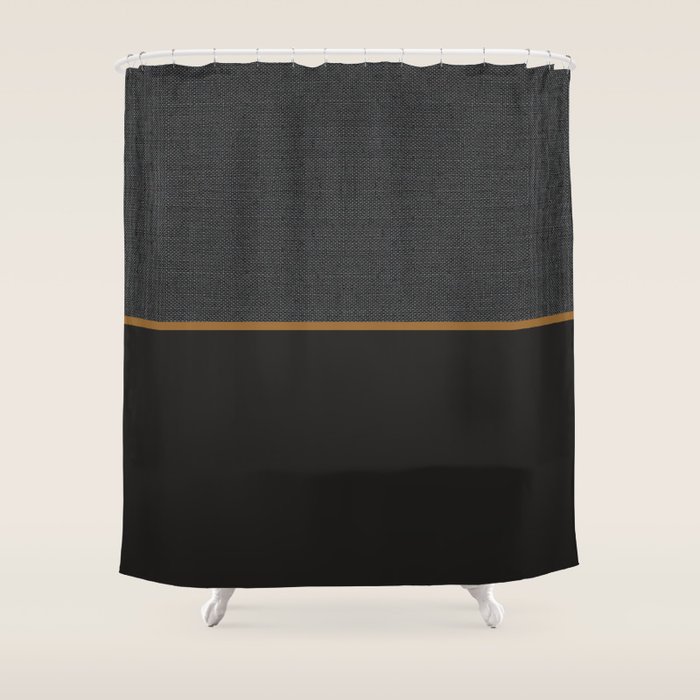 Scandinavian Modern Minimal Black Gold Shower Curtain by All Modern
