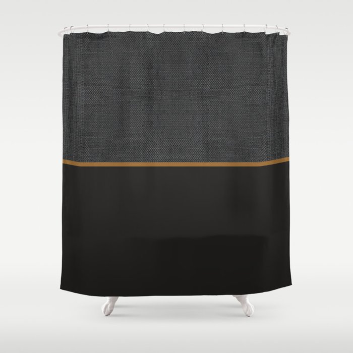Scandinavian Modern Minimal Black Gold Shower Curtain