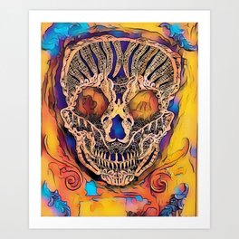 Energy never dies Art Print | Cool, End, Digital, Vivid, Vibrant, Skull, Abstract, Energy, Acrylic, Painting 