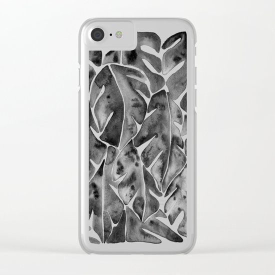 Split Leaf Philodendron - Black Clear iPhone Case