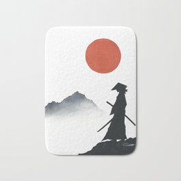 The Lone Samurai Bath Mat | Zen, Black And White, Japan, Watercolor, Ninja, Ronin, Ink, Samurai, Japaneseart, Peace 