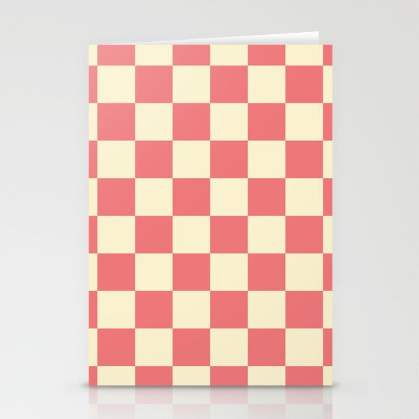 Pink and Beige Checkerboard  Stationery Cards