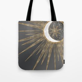 Elegant Gold Doodles Sun Moon Mandala Design Tote Bag