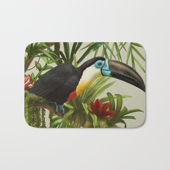 Channel- billed toucan vintage illustration. Bath Mat
