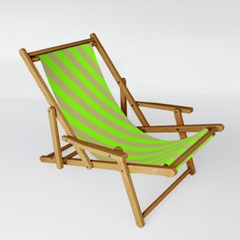 [ Thumbnail: Chartreuse and Dark Khaki Colored Lined Pattern Sling Chair ]