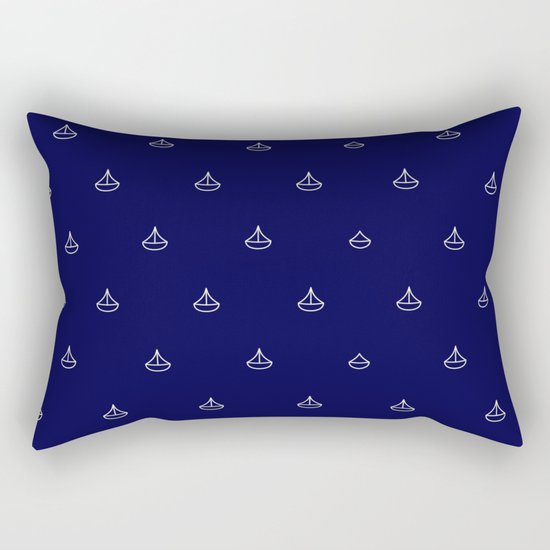 Maritime pattern- little white boats on darkblue backround Rectangular Pillow