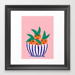 Sassy Oranges In A Bowl Framed Art Print