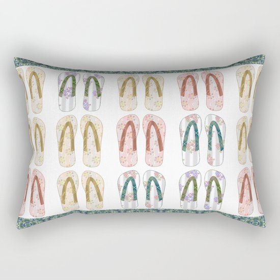 Multi-colored slates, flip-flops Rectangular Pillow